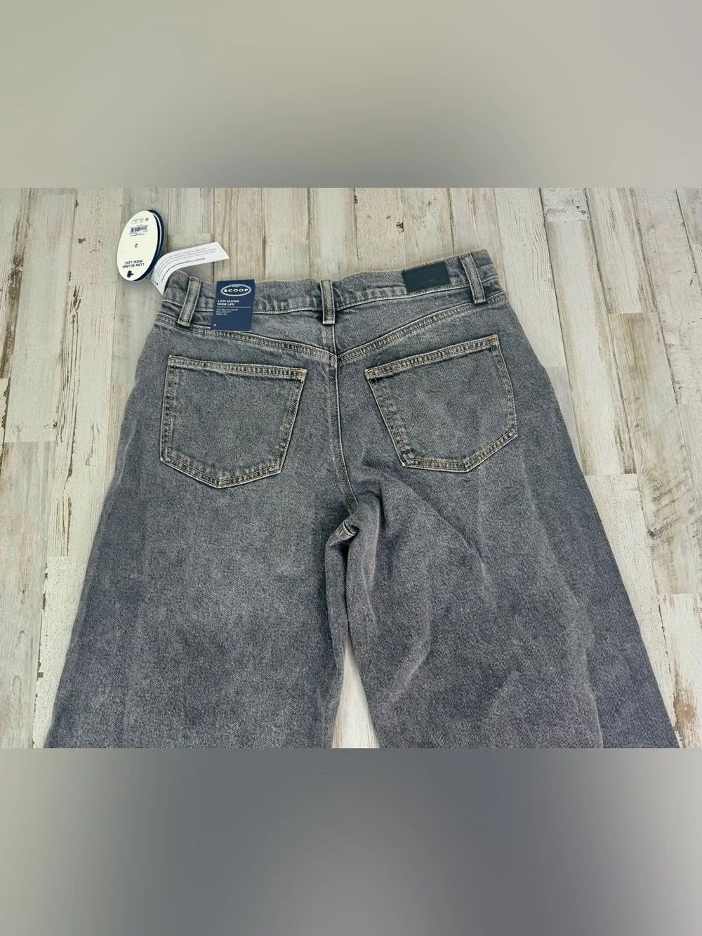 NWT Scoop Jeans Womens 2 (32x29) Gray Relaxed Wide Leg Slung High Rise - Picture 9 of 10